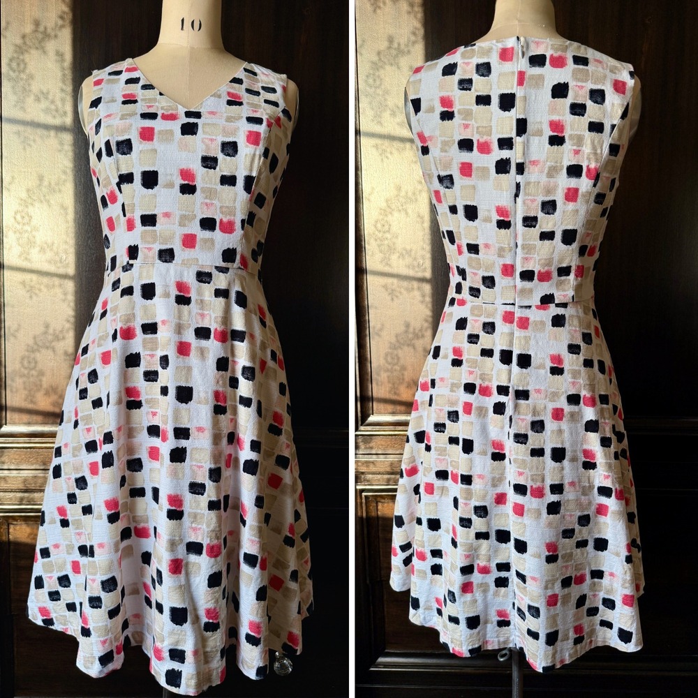 White House Black‎ Market Dress Textured Fit Flare Sleeveless Size 2 ALine